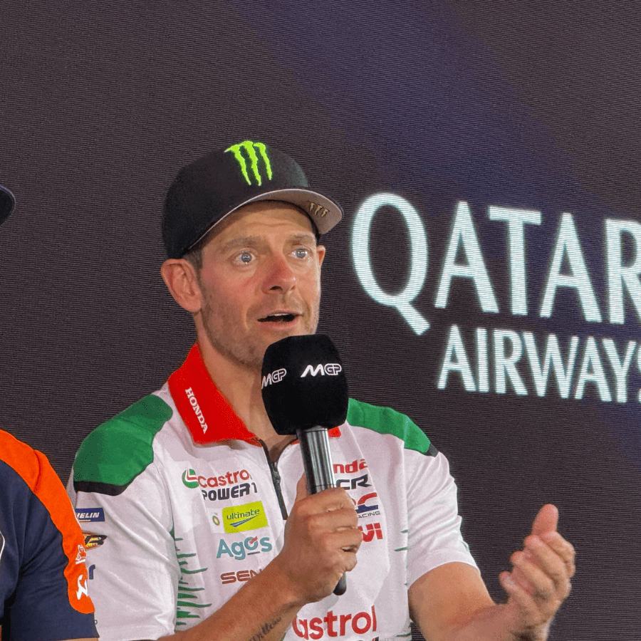 Cal Crutchlow speaking to the media.