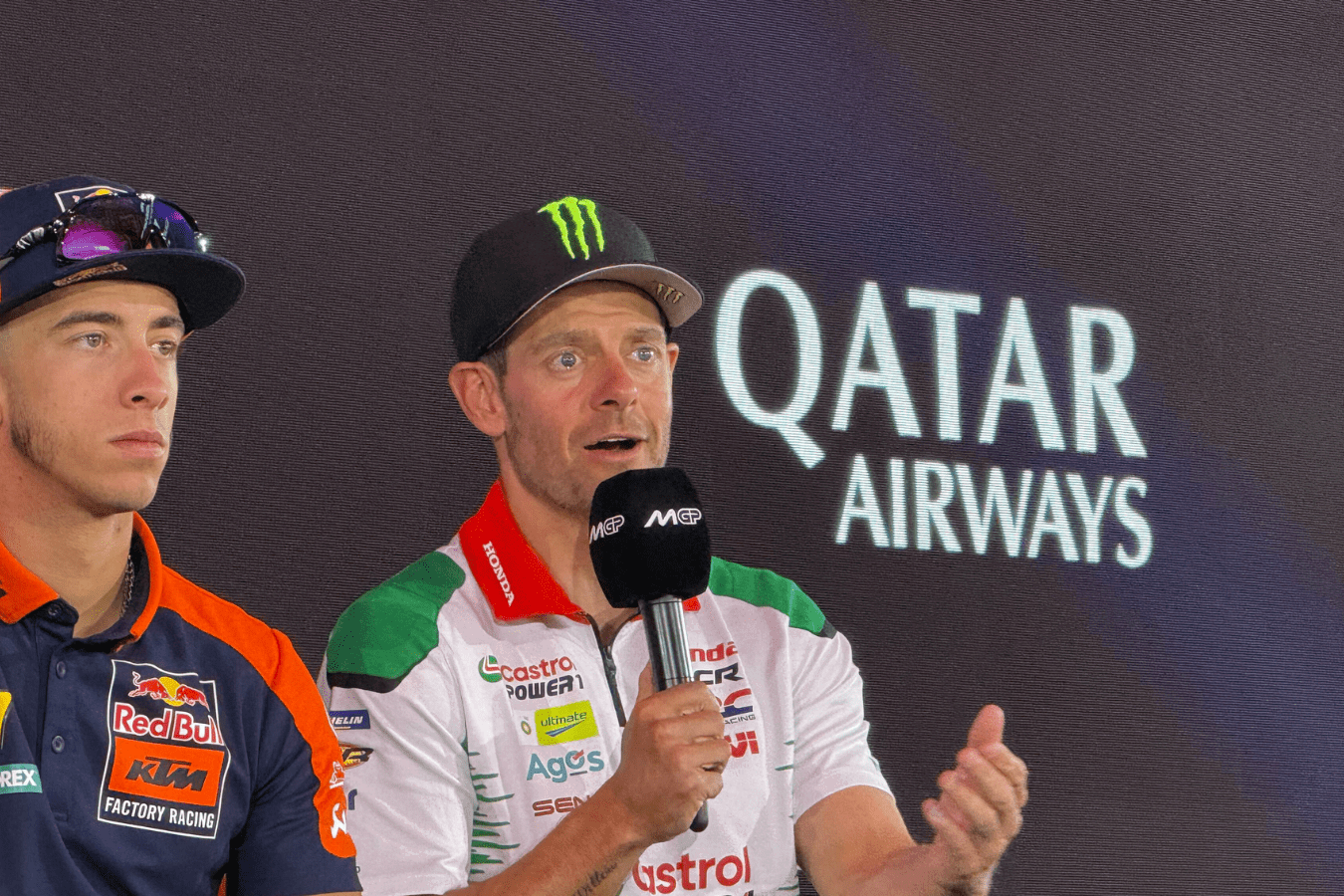 Cal Crutchlow speaking to the media.