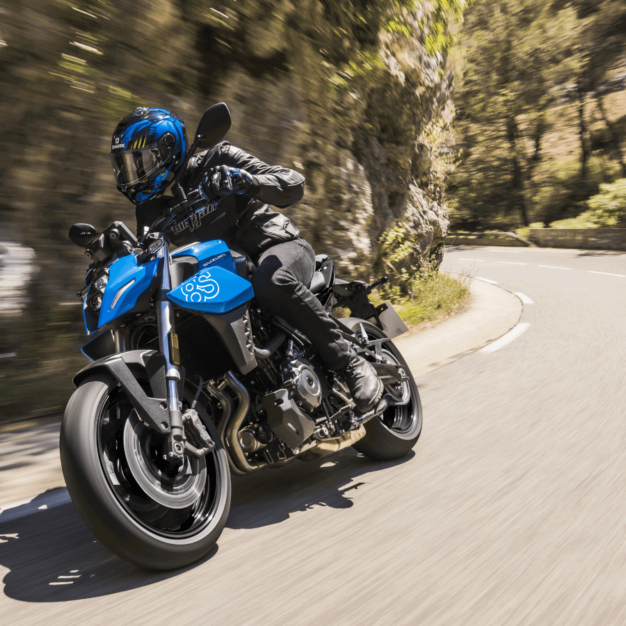 Suzuki GSX-8S on the road.