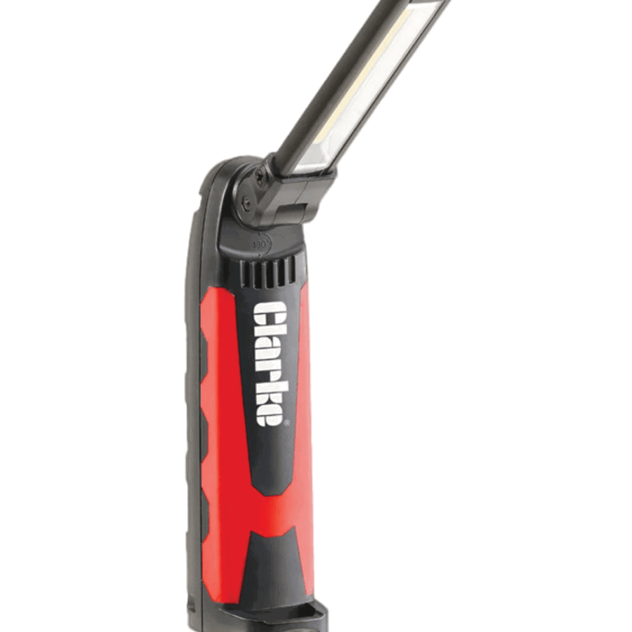 The Clarke PL5R Slim Pocket LED Work Light/Torch with Swivel Head & Charging Kit.