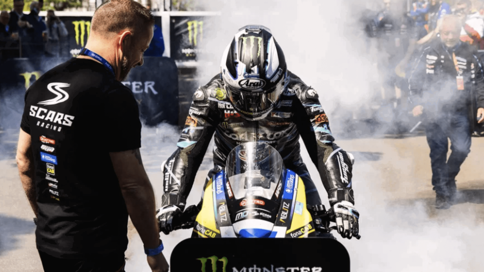 Michael Dunlop celebrates victory at the TT. Credit: Isle of Man TT.