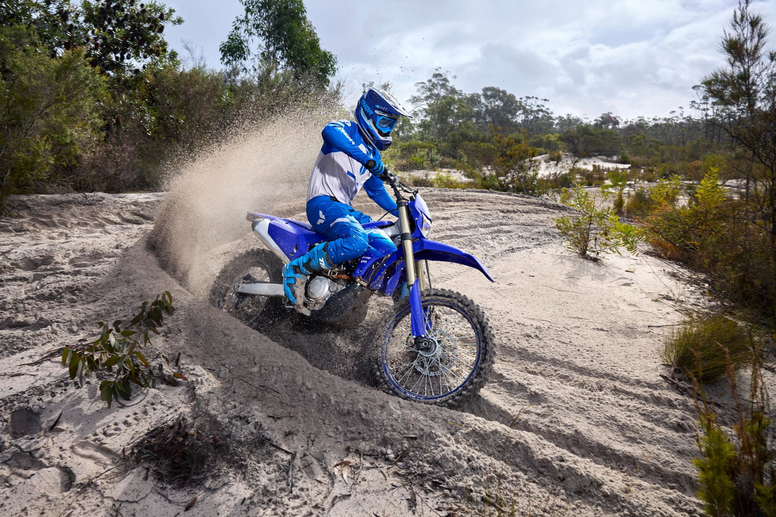 New Yamaha WR450F riding off-road.