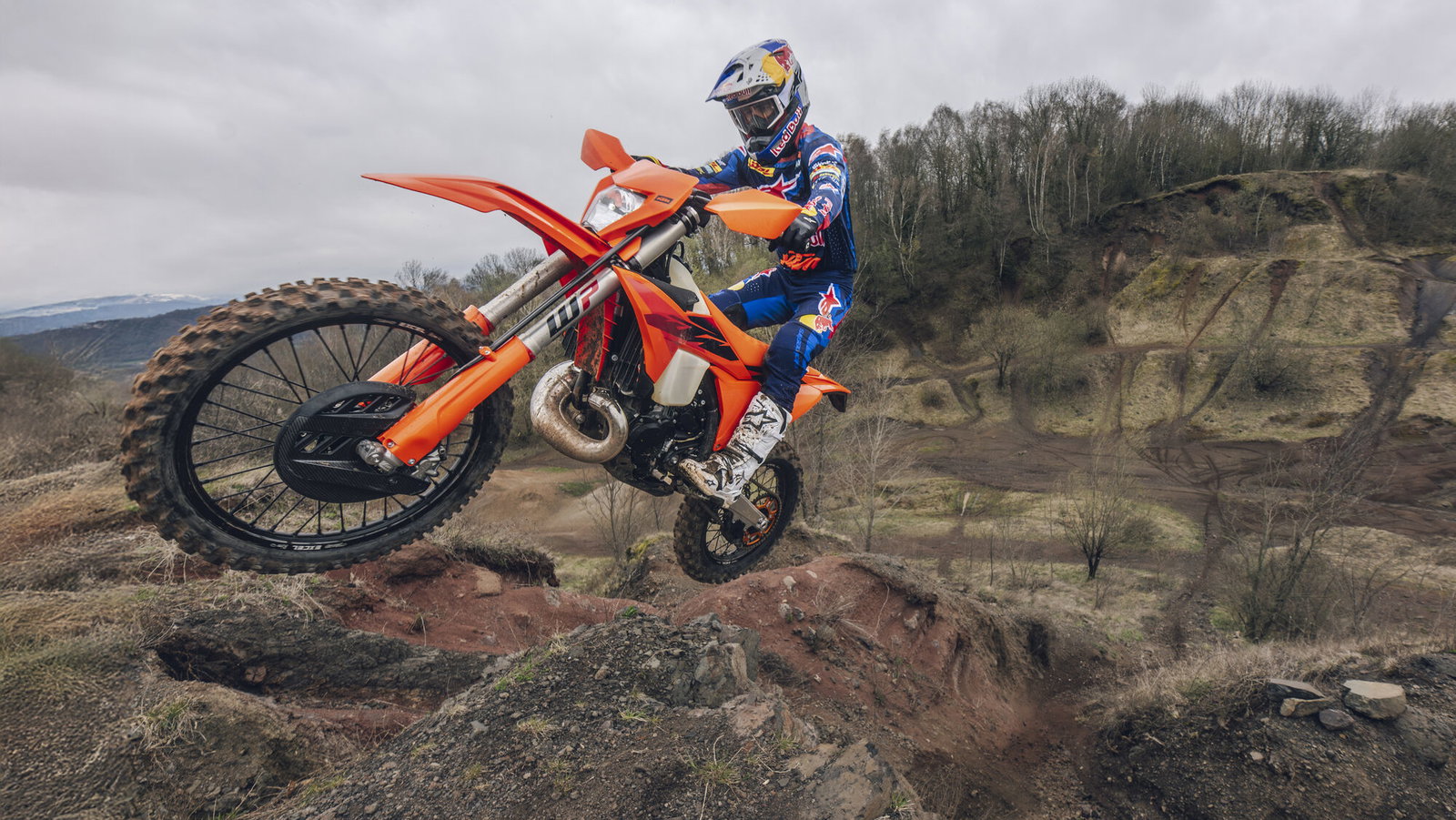 2027 KTM 300 EXC motorcycle in action.