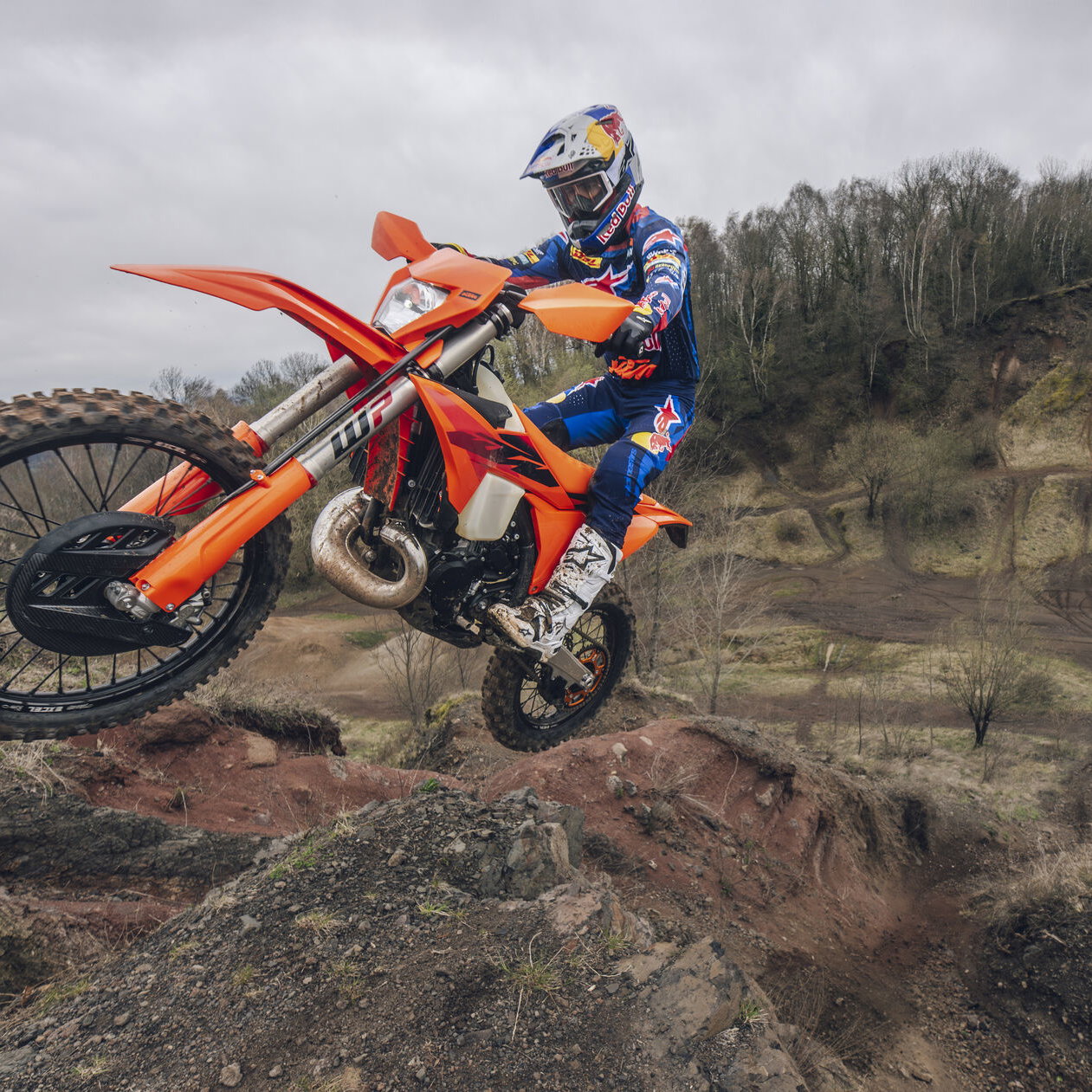 2027 KTM 300 EXC motorcycle in action.