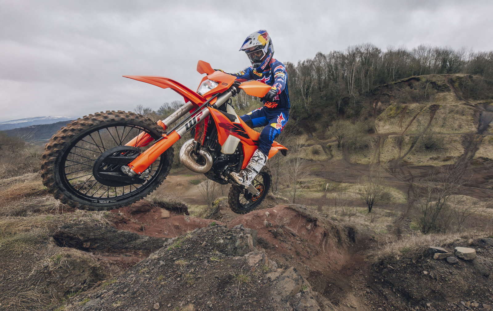 2027 KTM 300 EXC motorcycle in action.