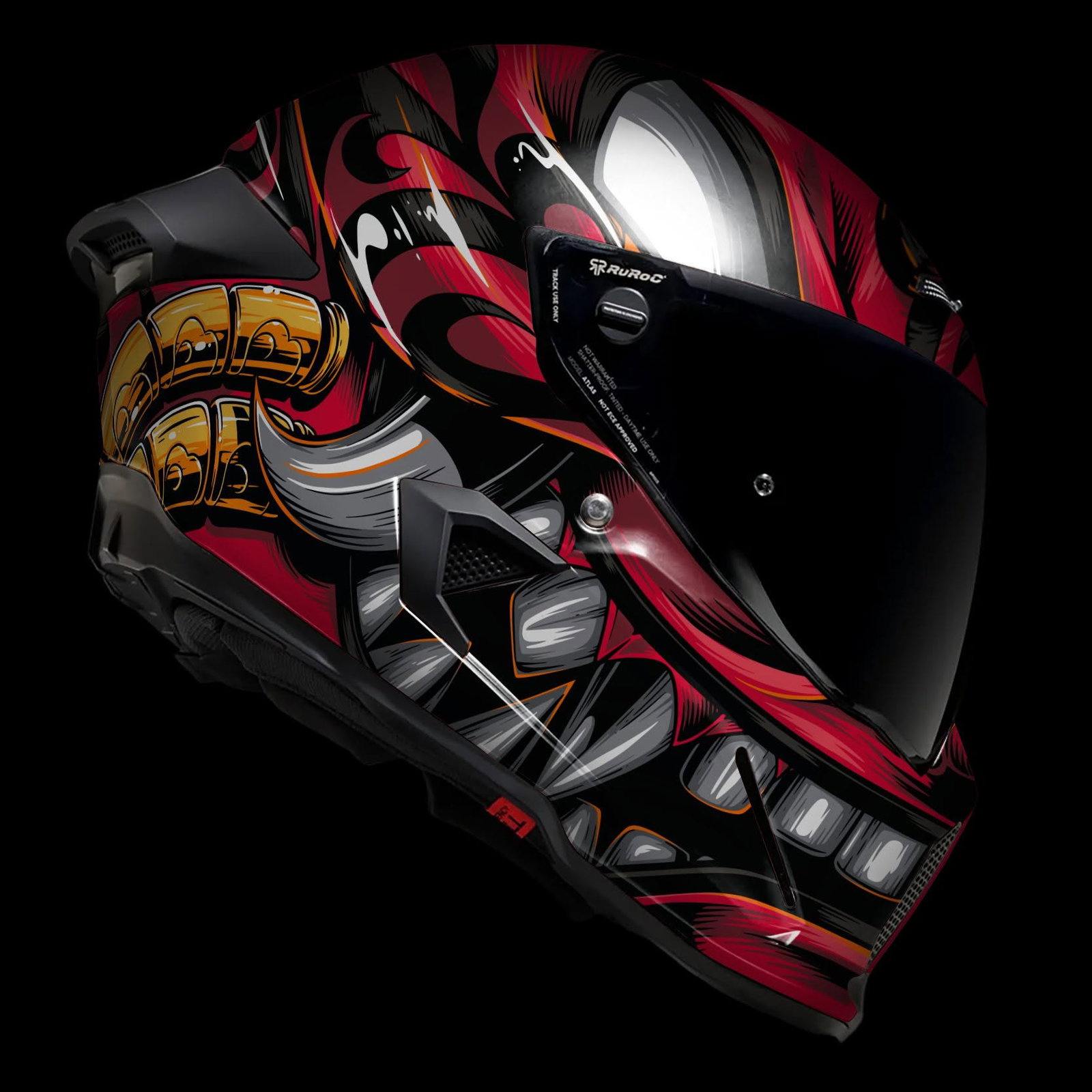 a custom painted Ruroc helmet
