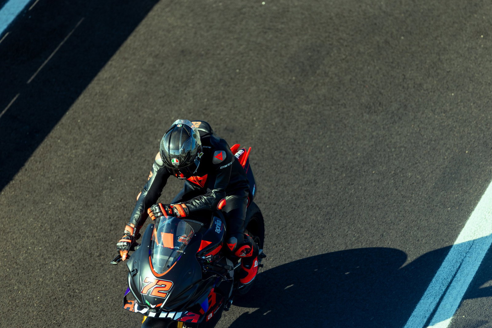 Marco Bezzecchi using the AGV Pista GP R3 at Misano.