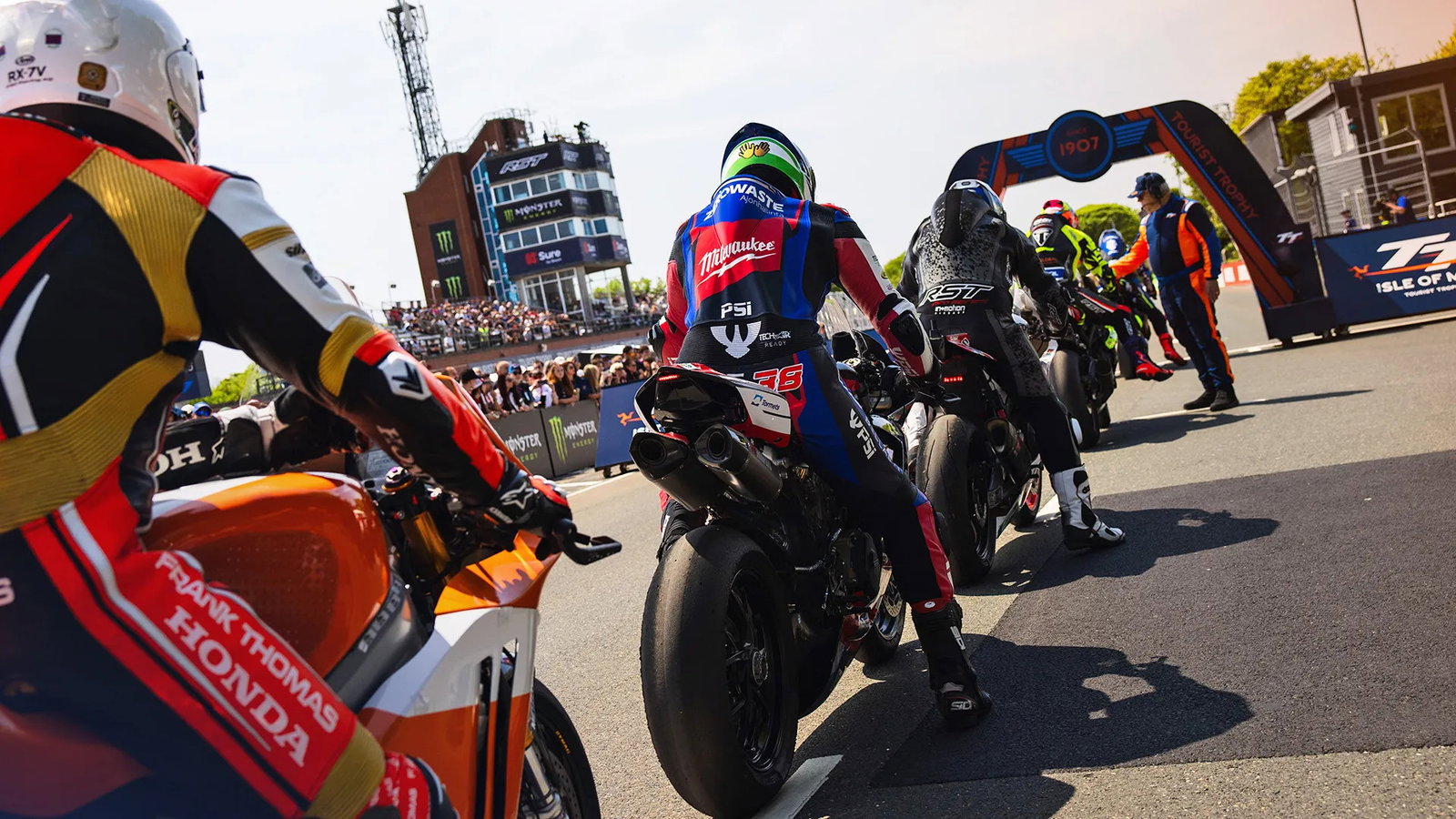 Isle of Man TT riders before a race start. Credit: Isle of Man TT.