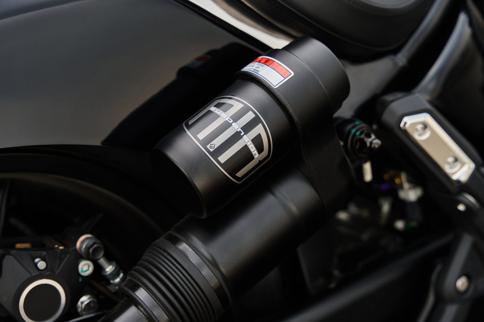 The bike boasts self adjusting air suspension