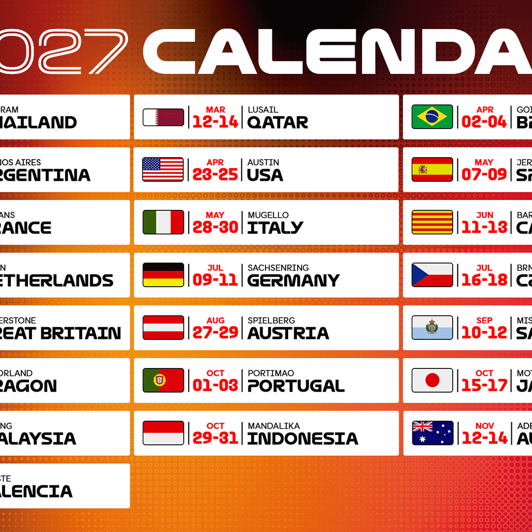 2027 MotoGP schedule.