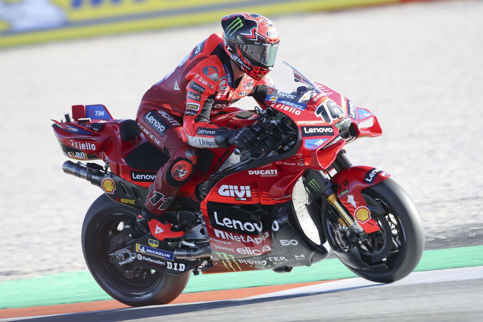 Nicolo Bulega riding a MotoGP bike. Credit: Gold and Goose.
