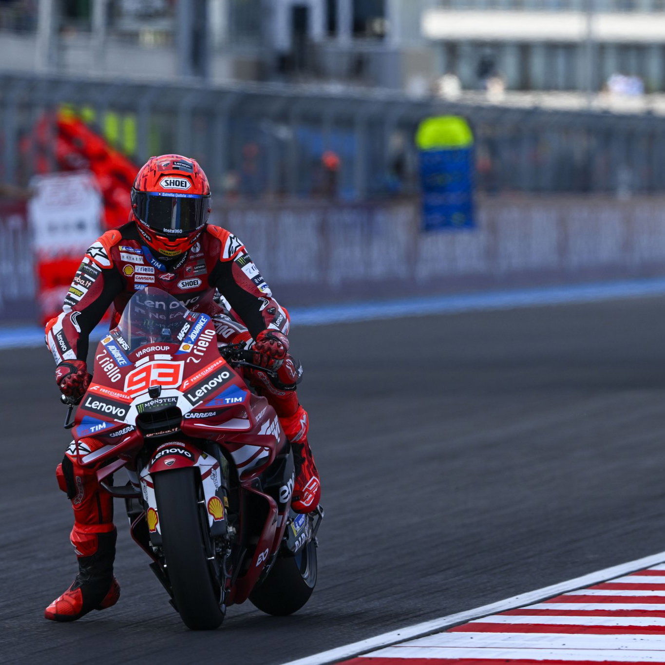 Marc Marquez riding a Ducati at Balaton Park. Credit: Gold and Goose.
