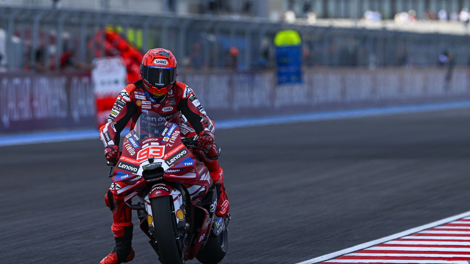 Marc Marquez riding a Ducati at Balaton Park. Credit: Gold and Goose.
