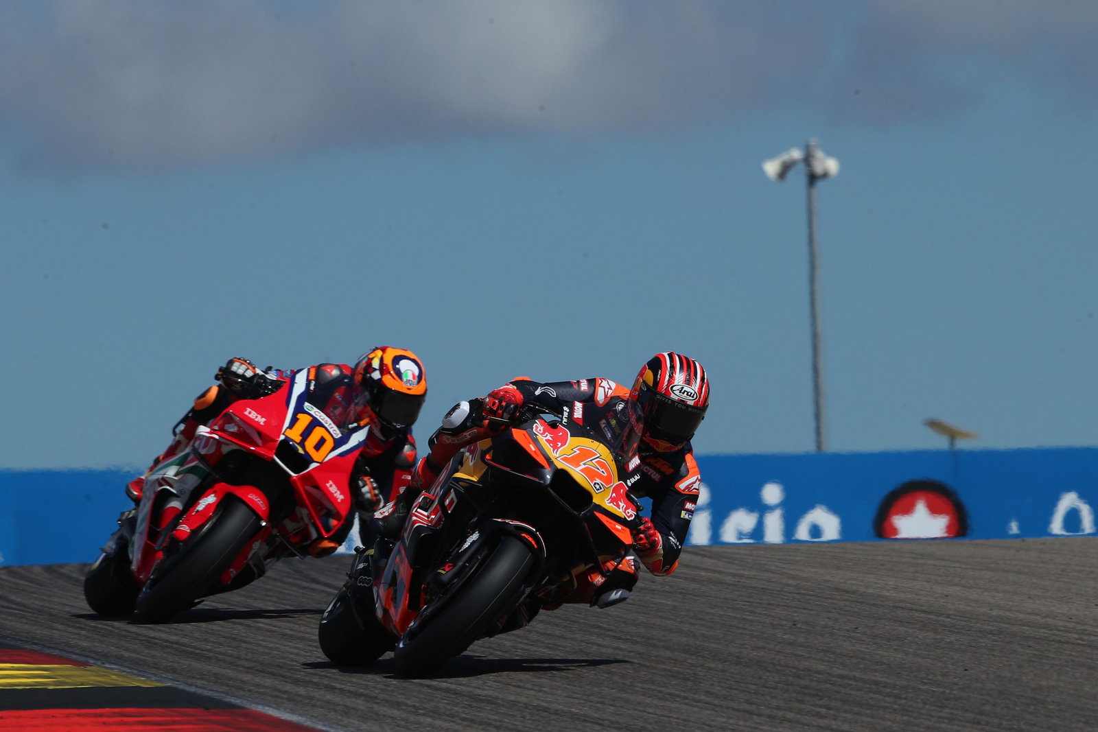 Tech3's Maverick Vinales and HRC rider Luca Marini. Credit: Gold and Goose.