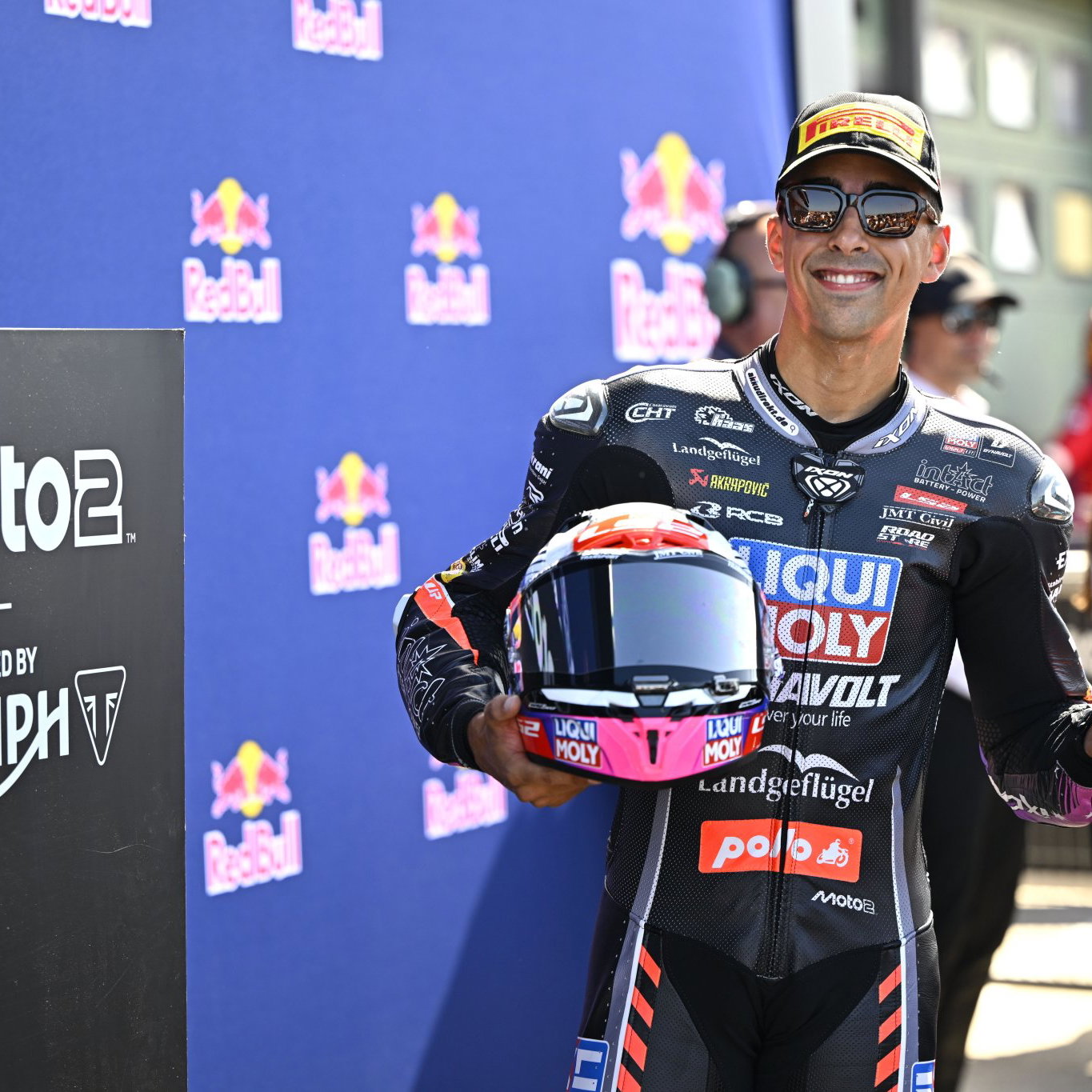 Senna Agius after a Moto2 race in 2026. Credit: Gold and Goose.