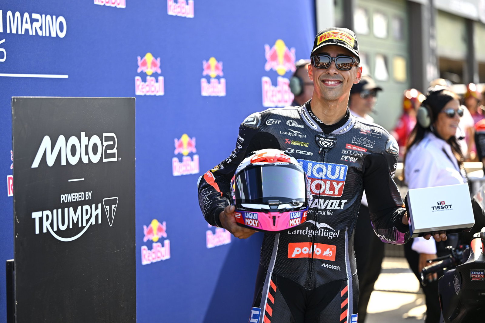 Senna Agius after a Moto2 race in 2026. Credit: Gold and Goose.