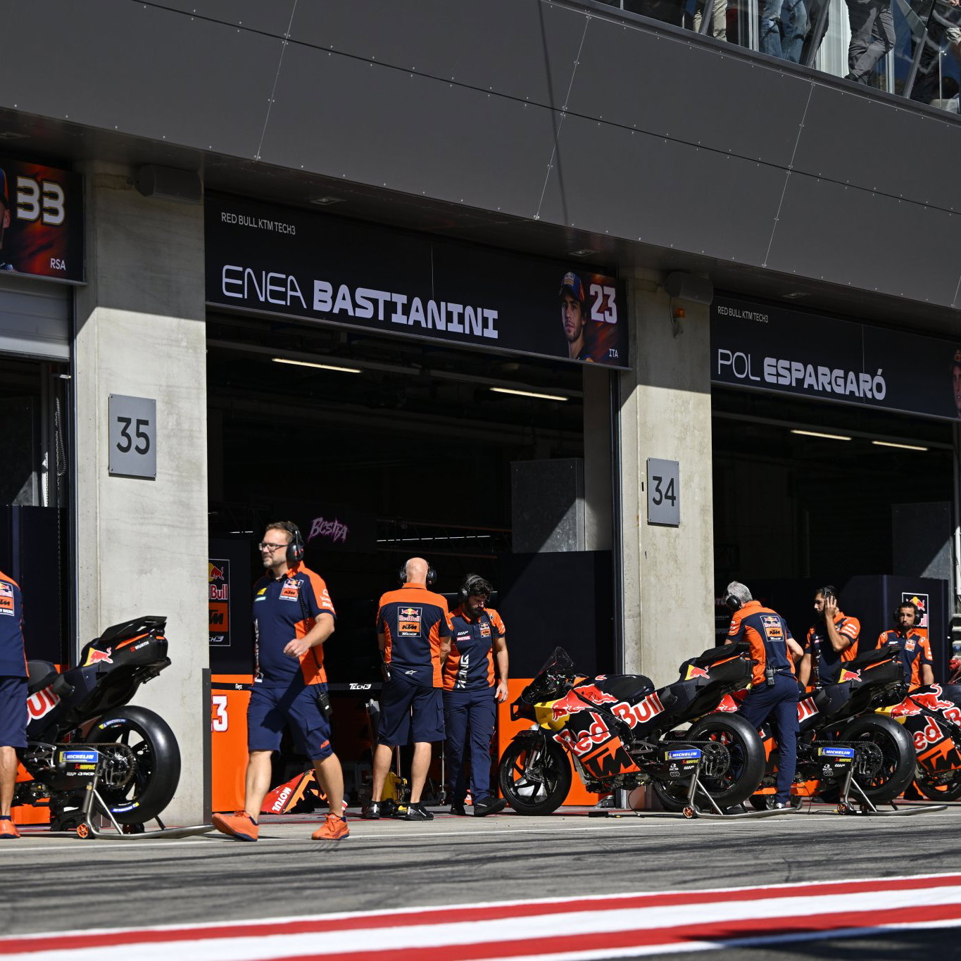 KTM garages at the Red Bull Ring. Credit: Gold and Goose.