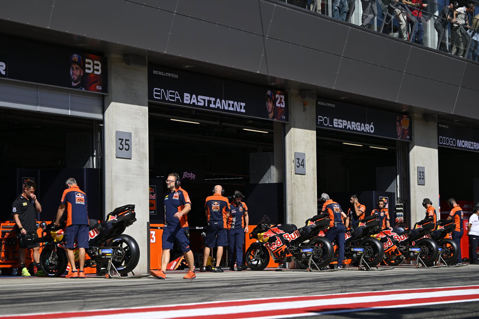 KTM garages at the Red Bull Ring. Credit: Gold and Goose.