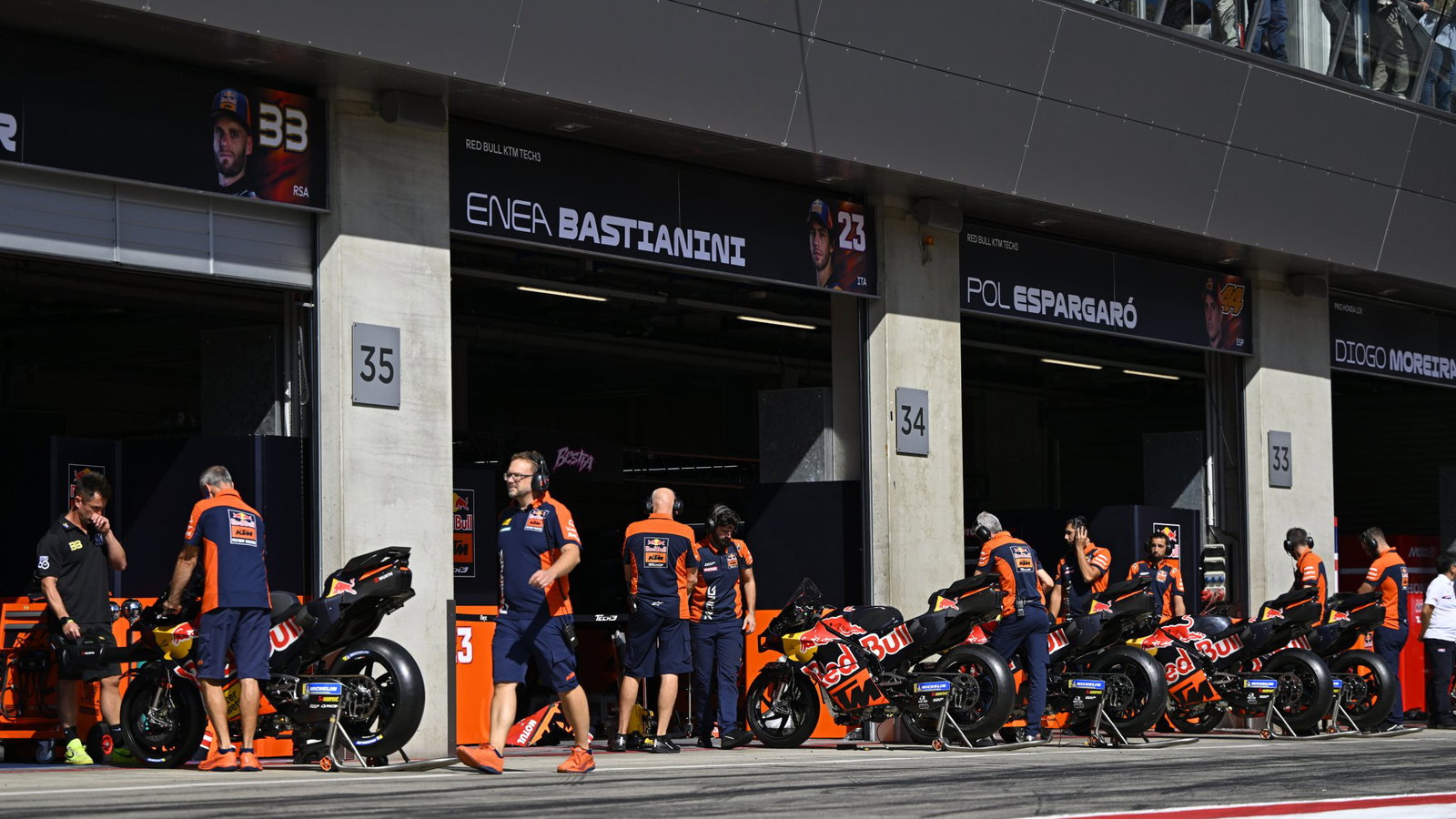 KTM garages at the Red Bull Ring. Credit: Gold and Goose.