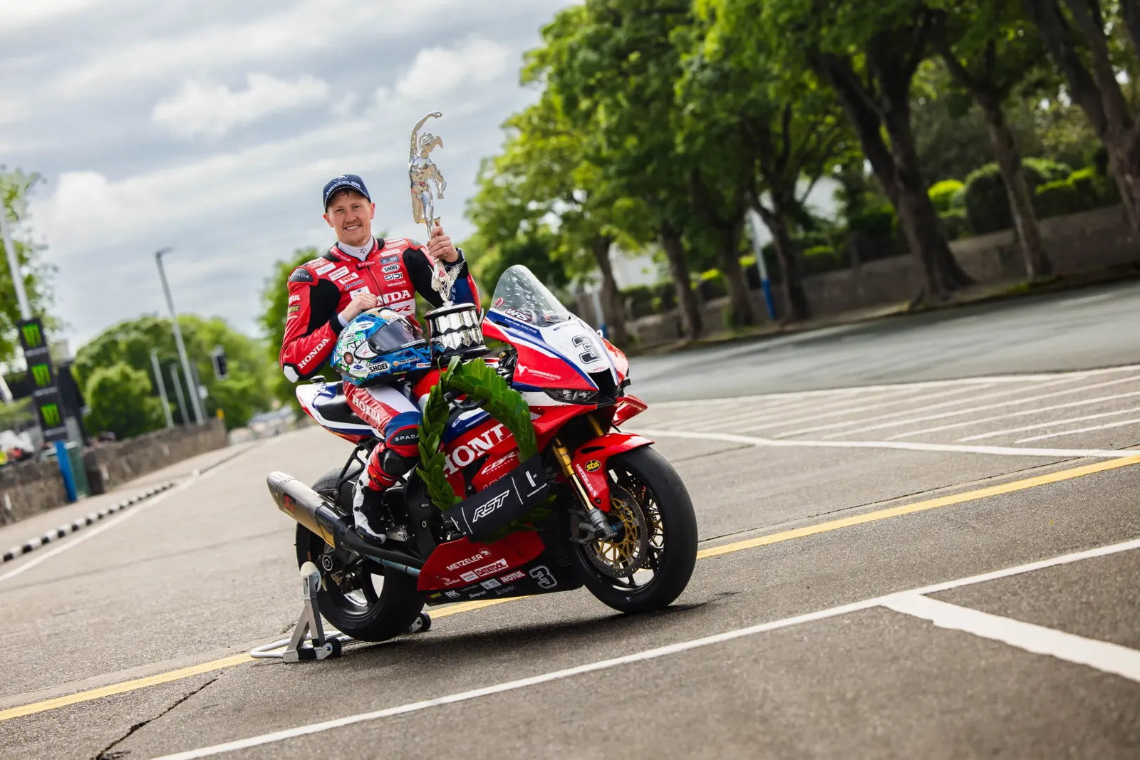 Dean Harrison after winning at the TT. Credit: Isle of Man TT.