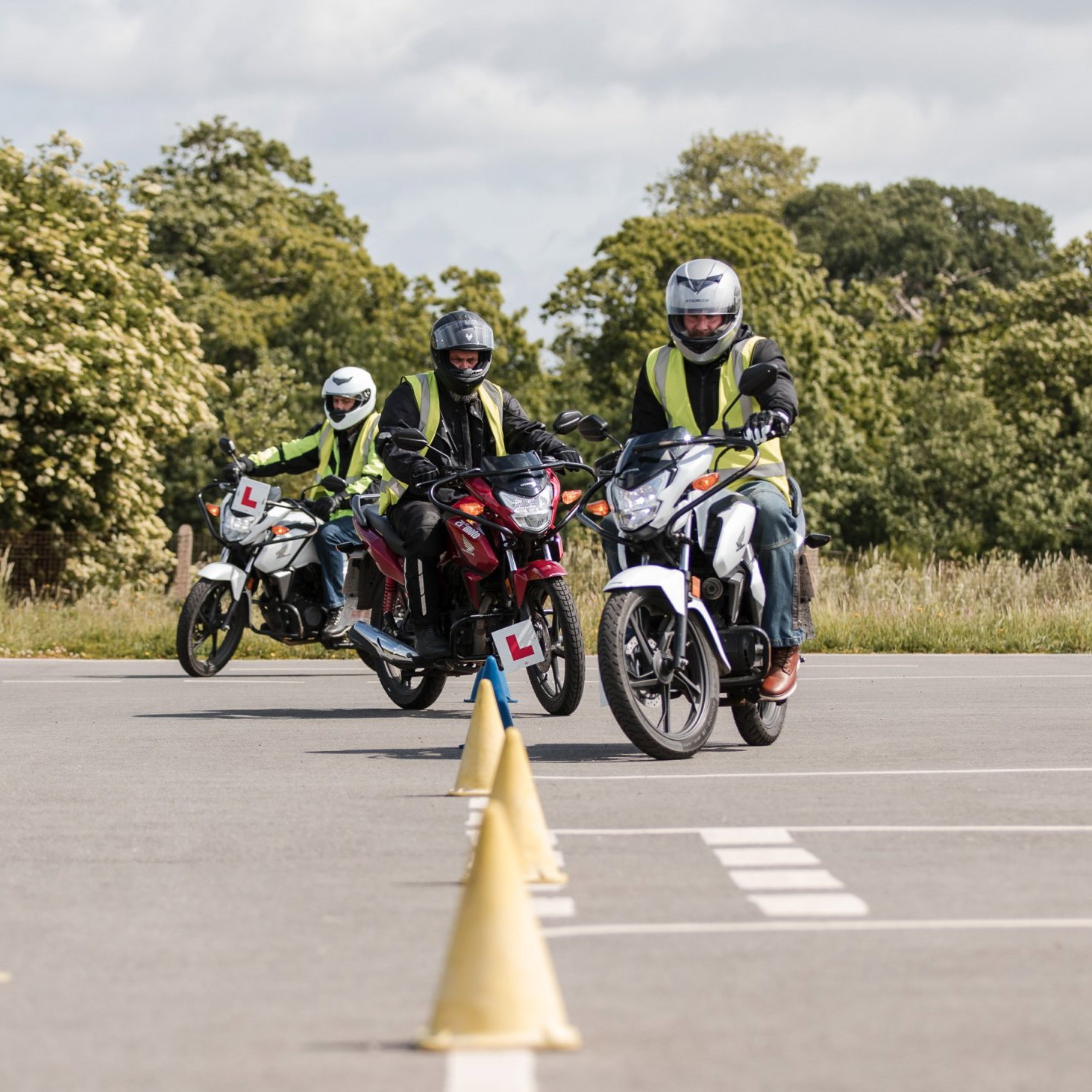 A group of riders training for their CBT