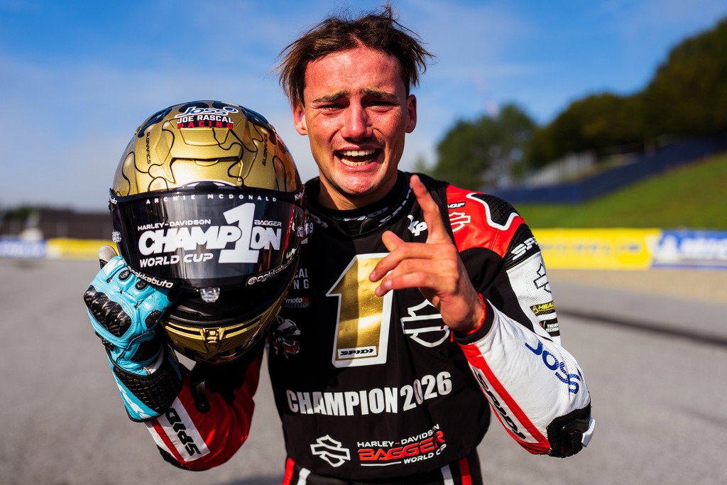 Archie McDonald after winning the first-ever Harley-Davidson Bagger World Cup.