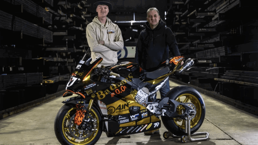 Storm Stacey and Michael Rutter before the North West 200.