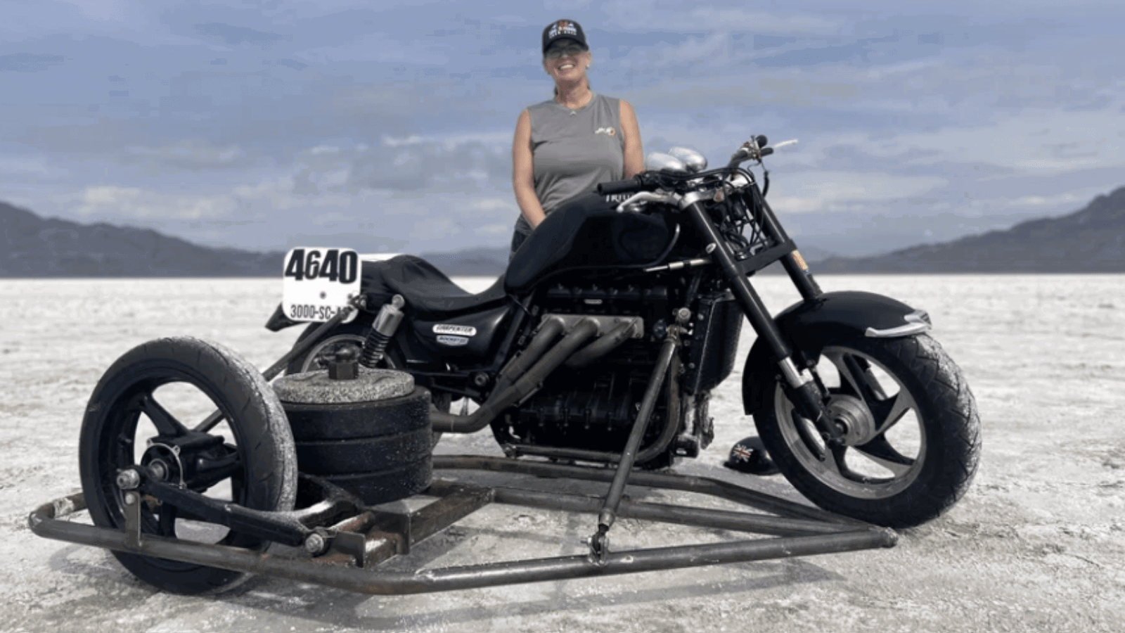 Liane Langlois and her Rocket III LSR sidecar outfit.