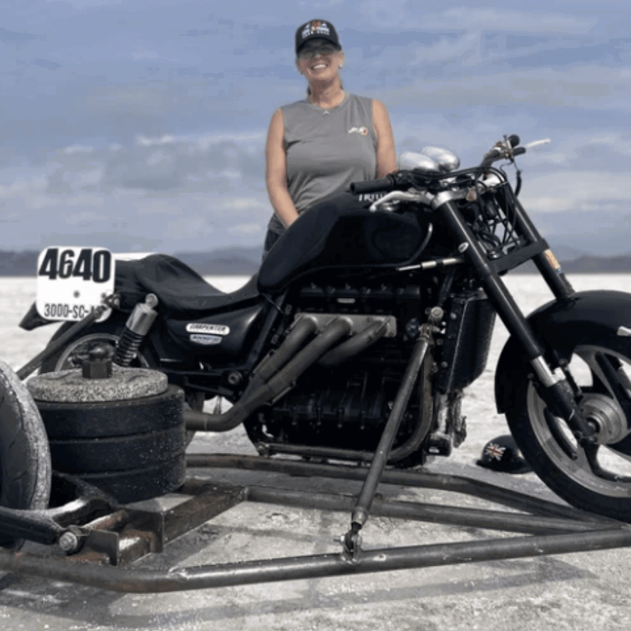 Liane Langlois and her Rocket III LSR sidecar outfit.