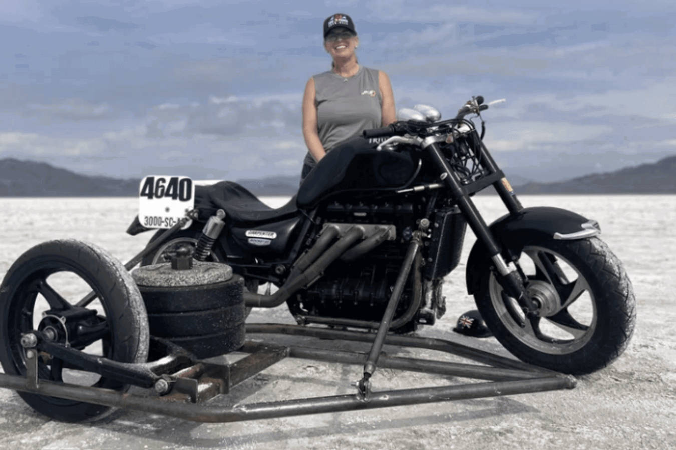 Liane Langlois and her Rocket III LSR sidecar outfit.