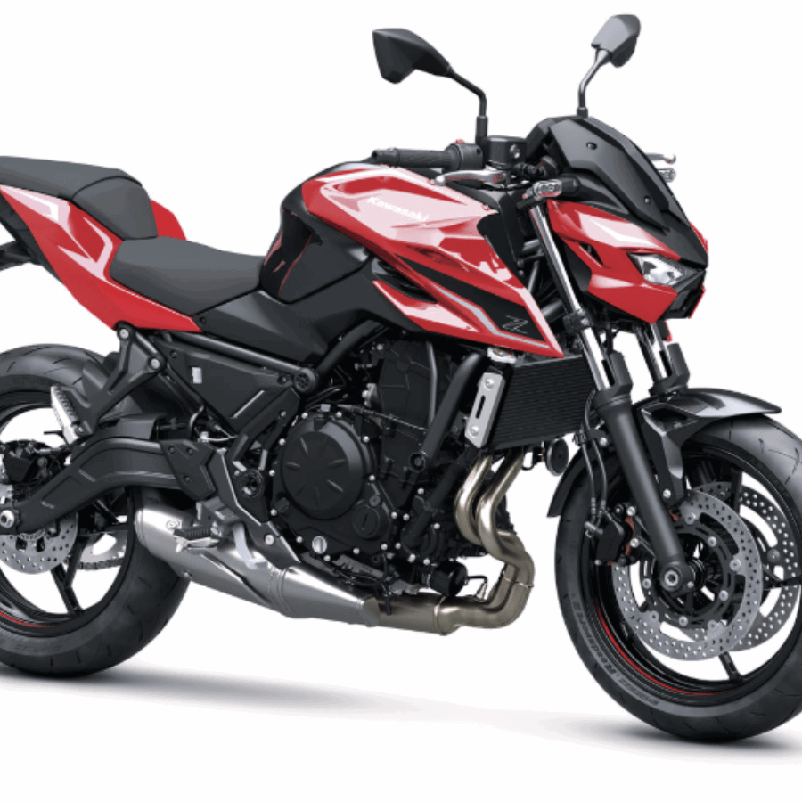 Kawasaki Z650 S in red.