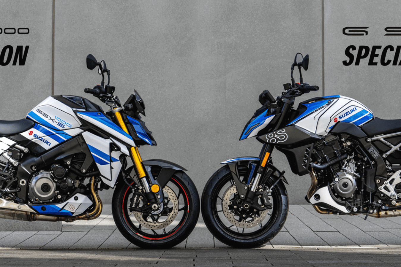 Suzuki's special edition GSX-8S and GSX-S1000 models. Credit: Suzuki Germany.