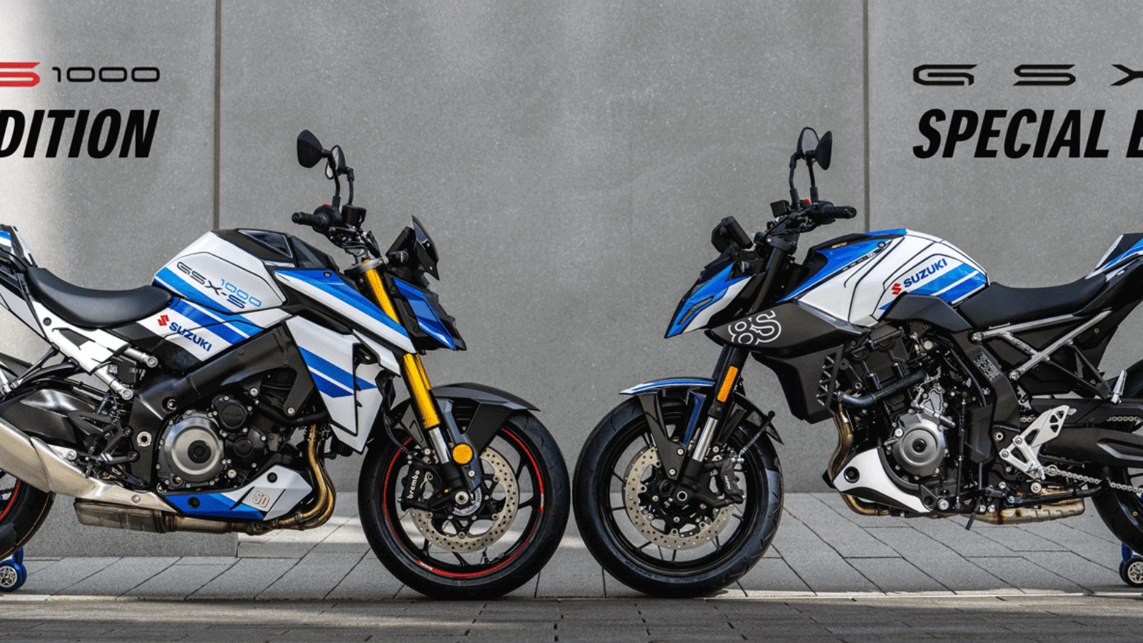 Suzuki's special edition GSX-8S and GSX-S1000 models. Credit: Suzuki Germany.