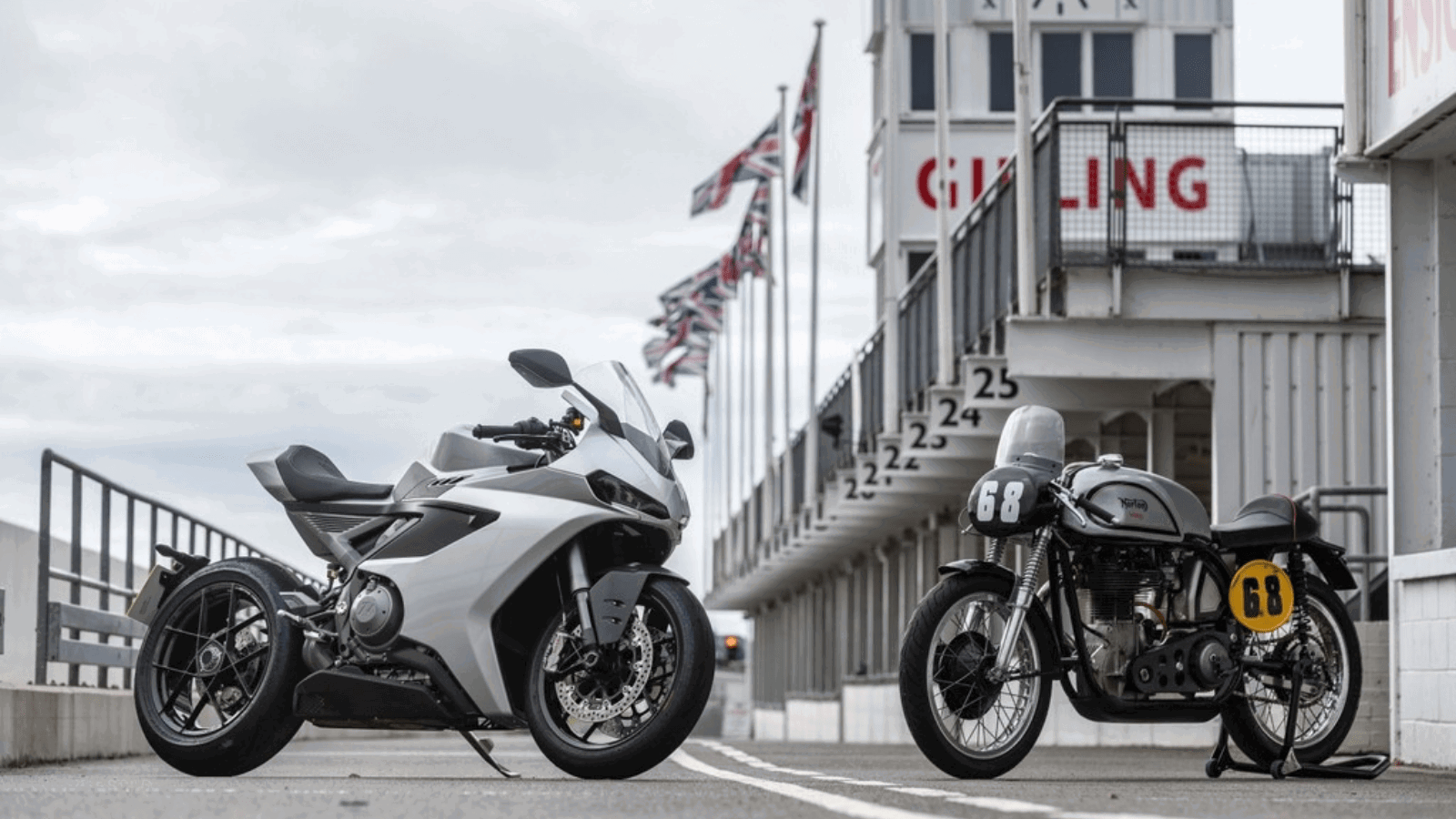 Norton Manx superbike and the 1953 Goodwood Revival race machine.