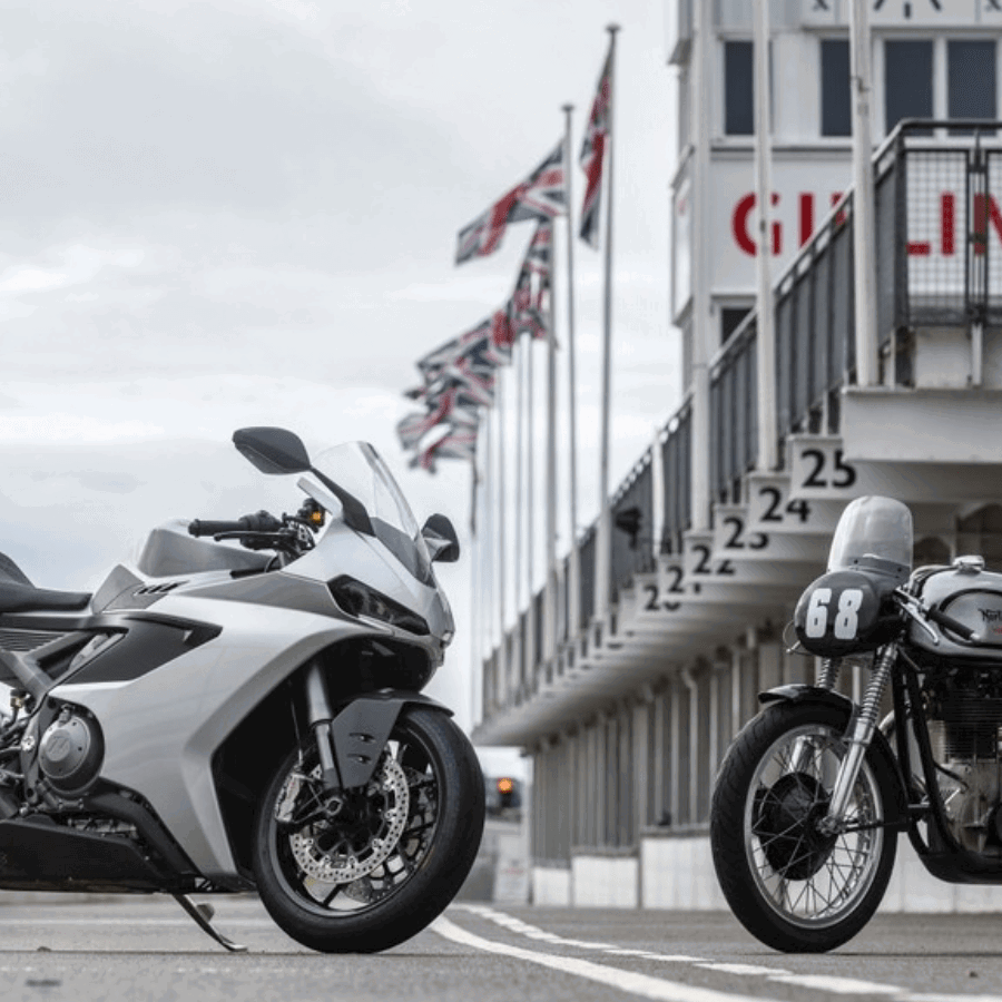 Norton Manx superbike and the 1953 Goodwood Revival race machine.