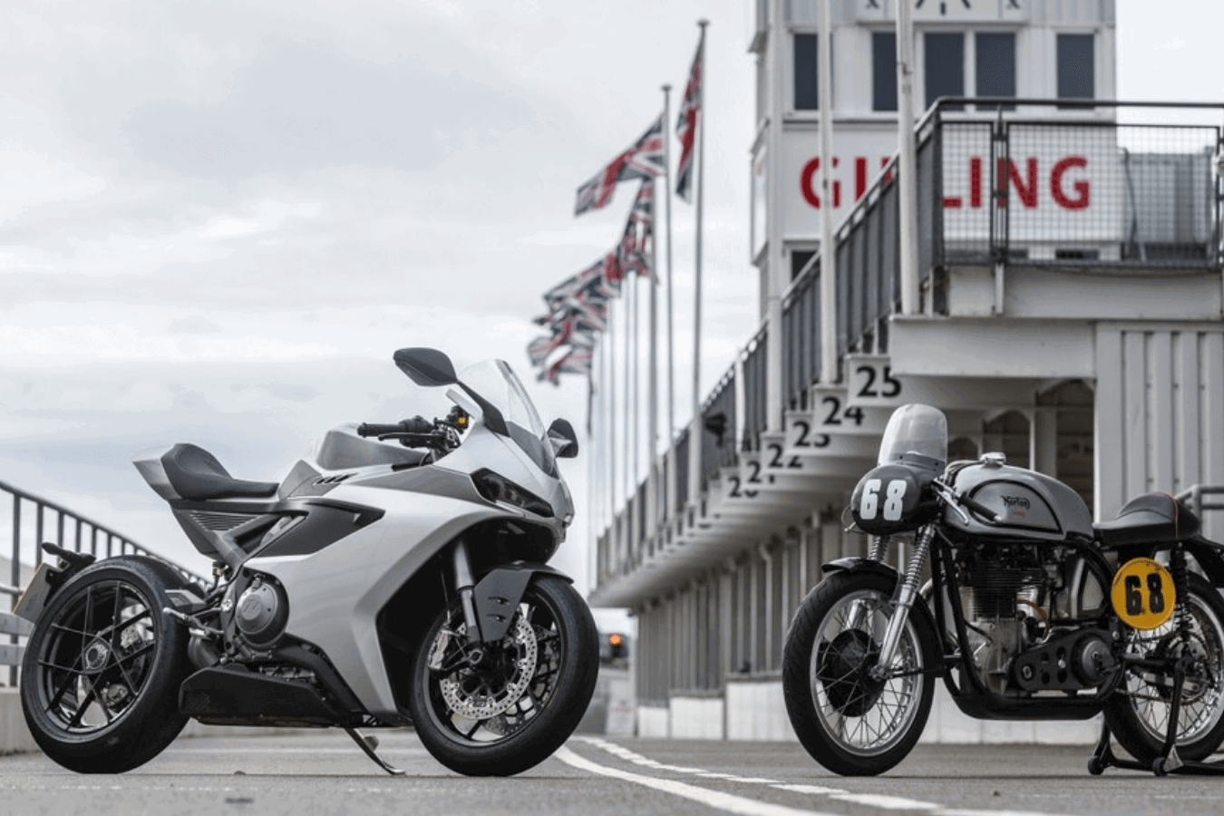 Norton Manx superbike and the 1953 Goodwood Revival race machine.