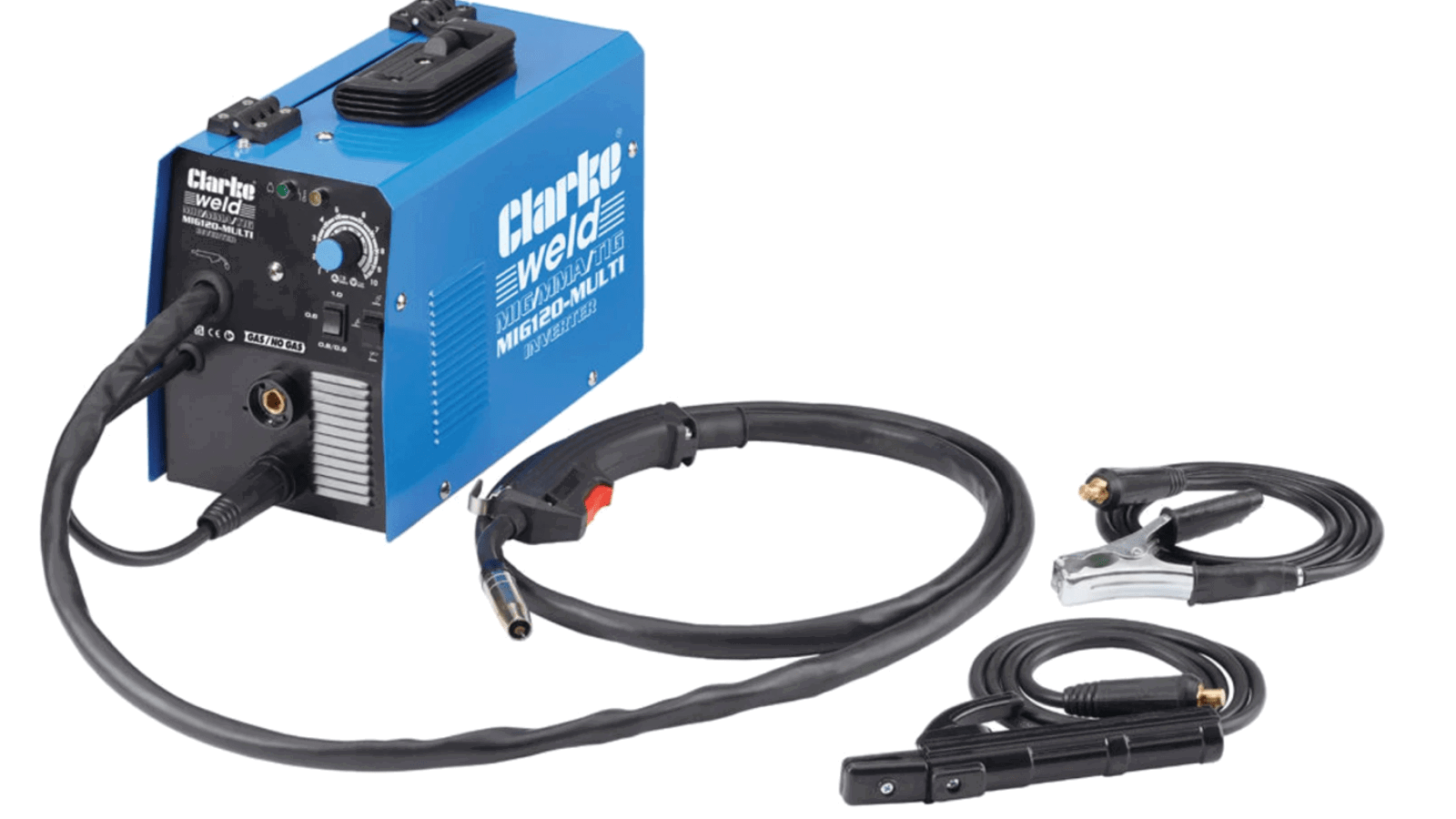 The Clarke MIG120 Multi 120A MIG / MMA / TIG Inverter Welder (230V) is available through Machine Mart.
