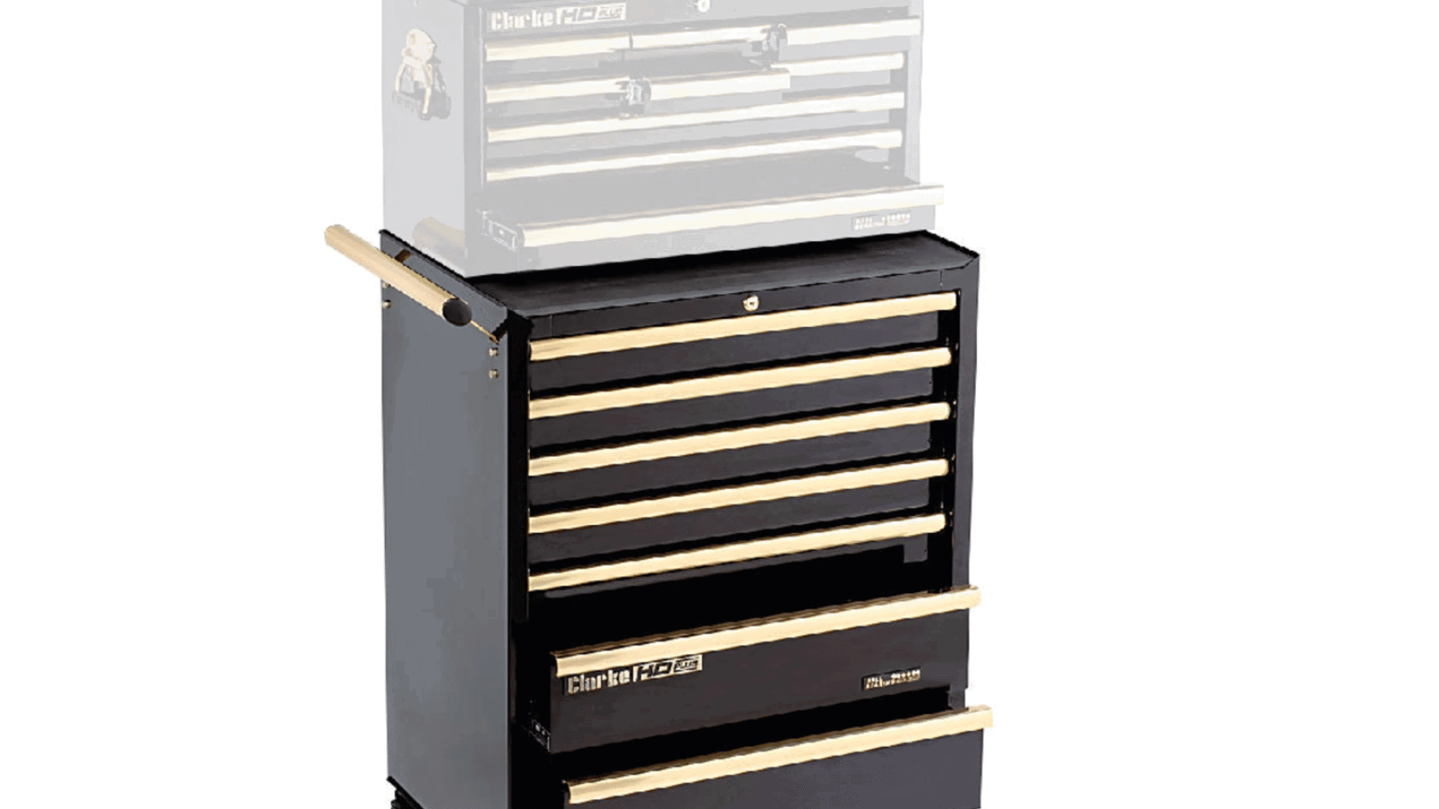 The Clarke CBB217BGC HD Plus 7 Drawer Tool Cabinet (Black & Gold).