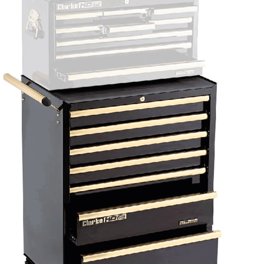 The Clarke CBB217BGC HD Plus 7 Drawer Tool Cabinet (Black & Gold).