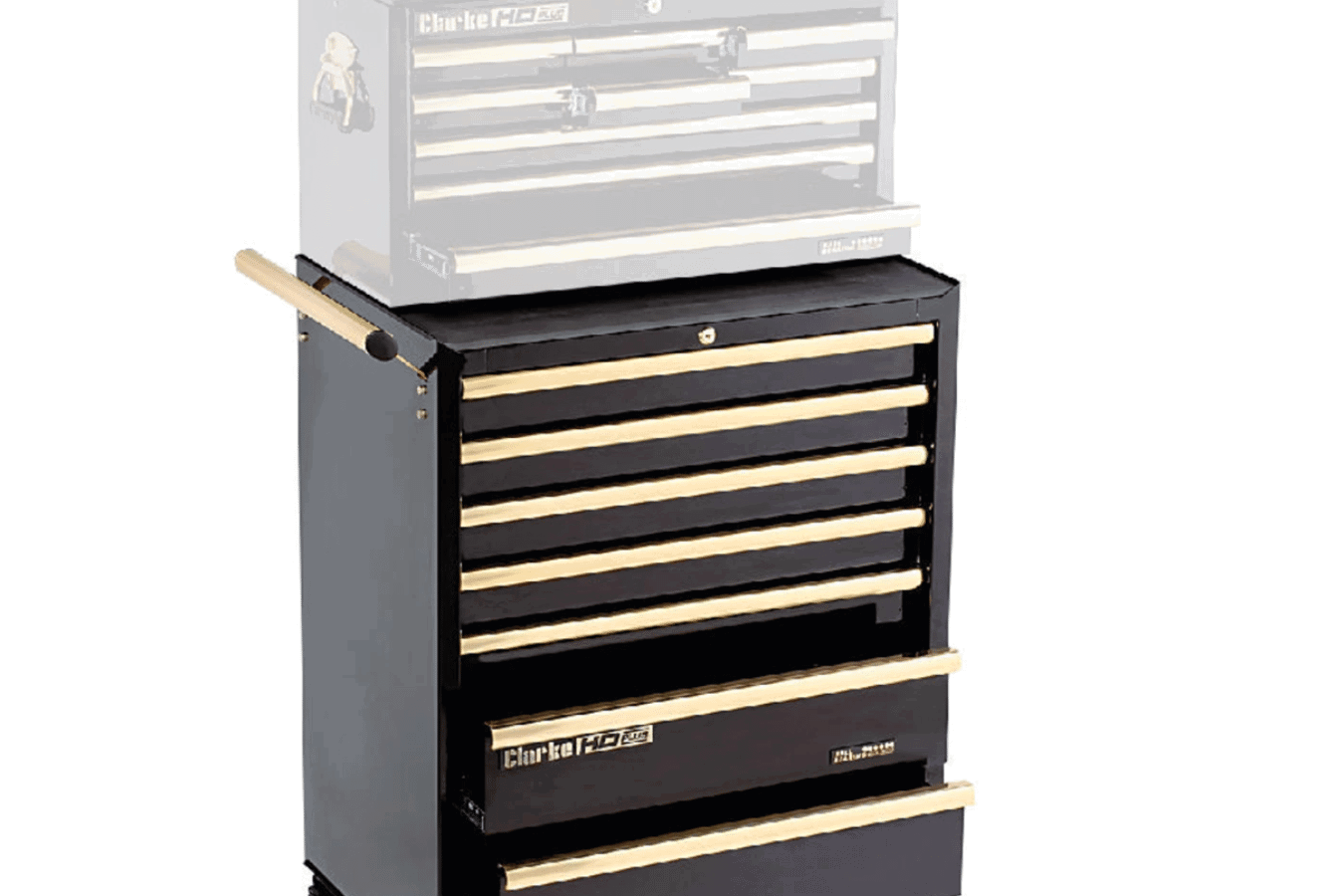 The Clarke CBB217BGC HD Plus 7 Drawer Tool Cabinet (Black & Gold).