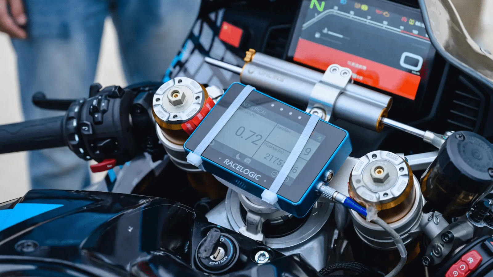 CFMoto V4 SR-RR on track with future MotoGP riders David Alonso. Photo credit: CFMoto.