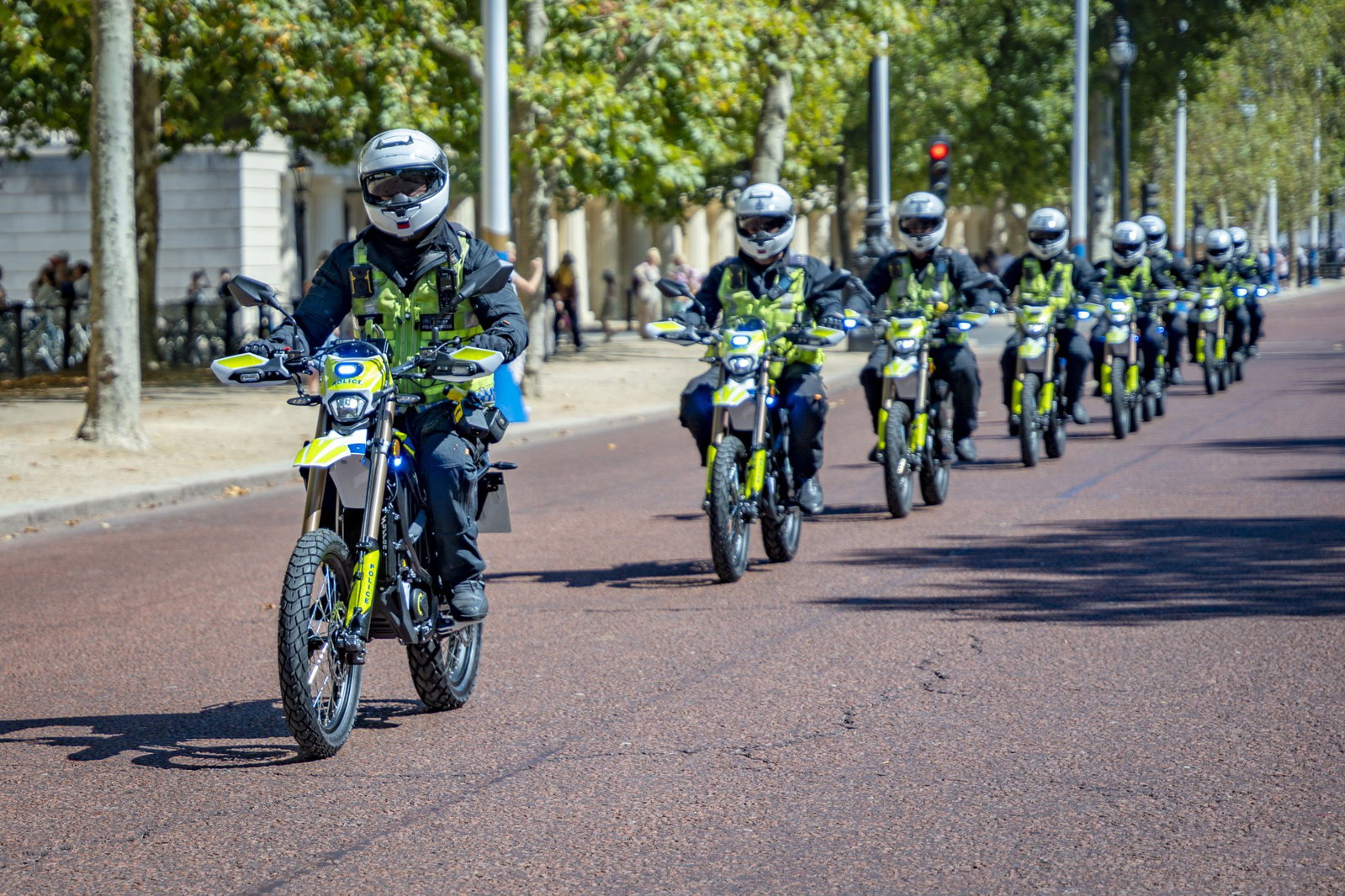 Officers riding their Sur-Ron motorcycles in London. Credit: Met Police.