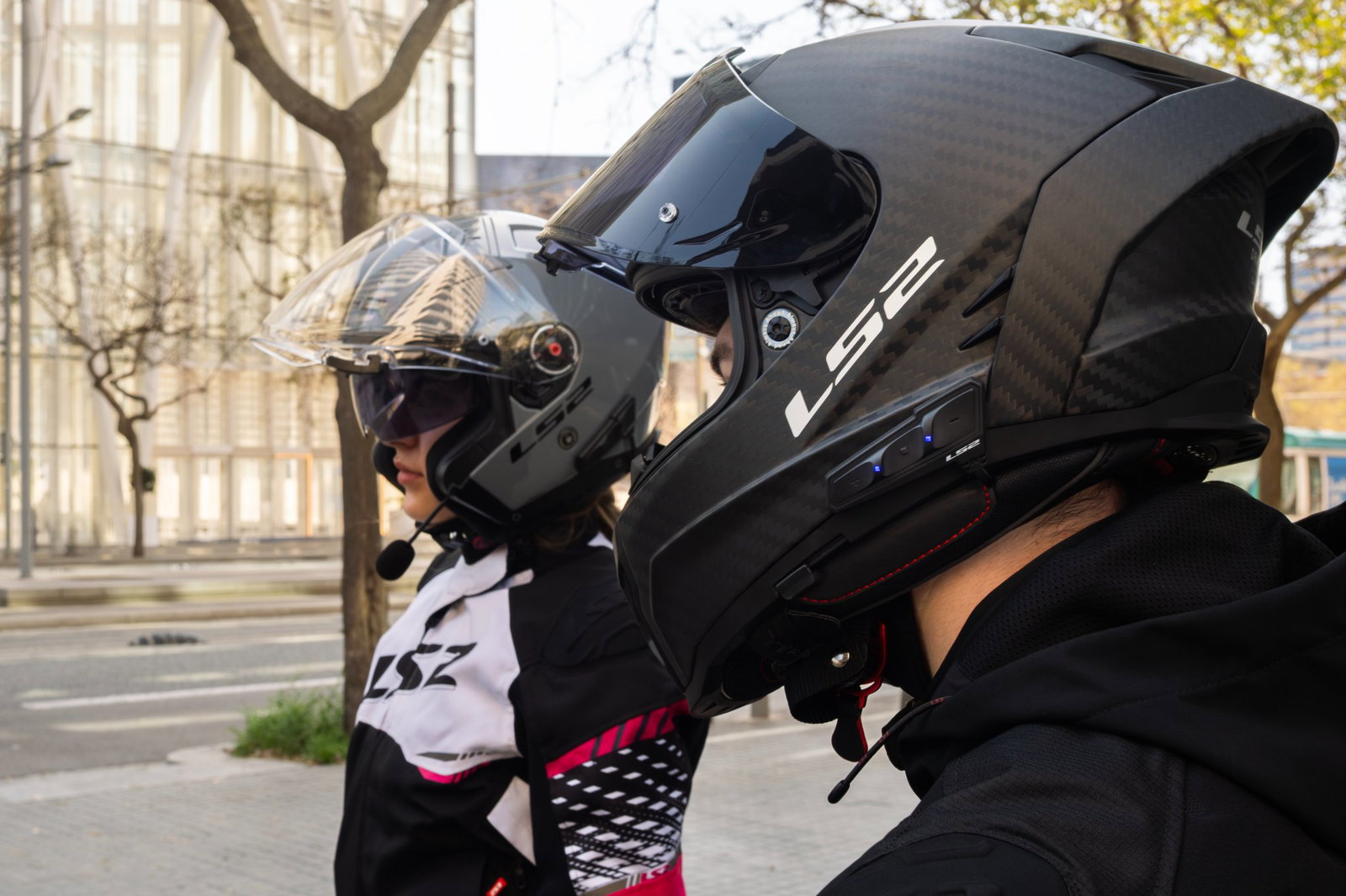 LS2 Spectrum intercom on a helmet.