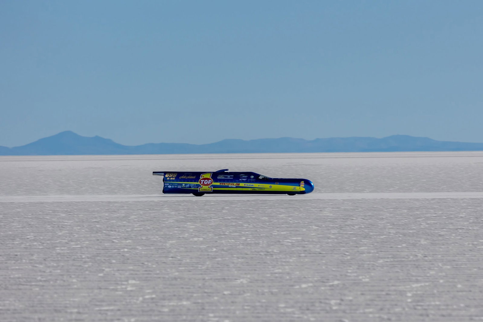 Rocky Robinson in the Hayabusa-powered streamliner. Credit: Rocky Robinson/Facebook.