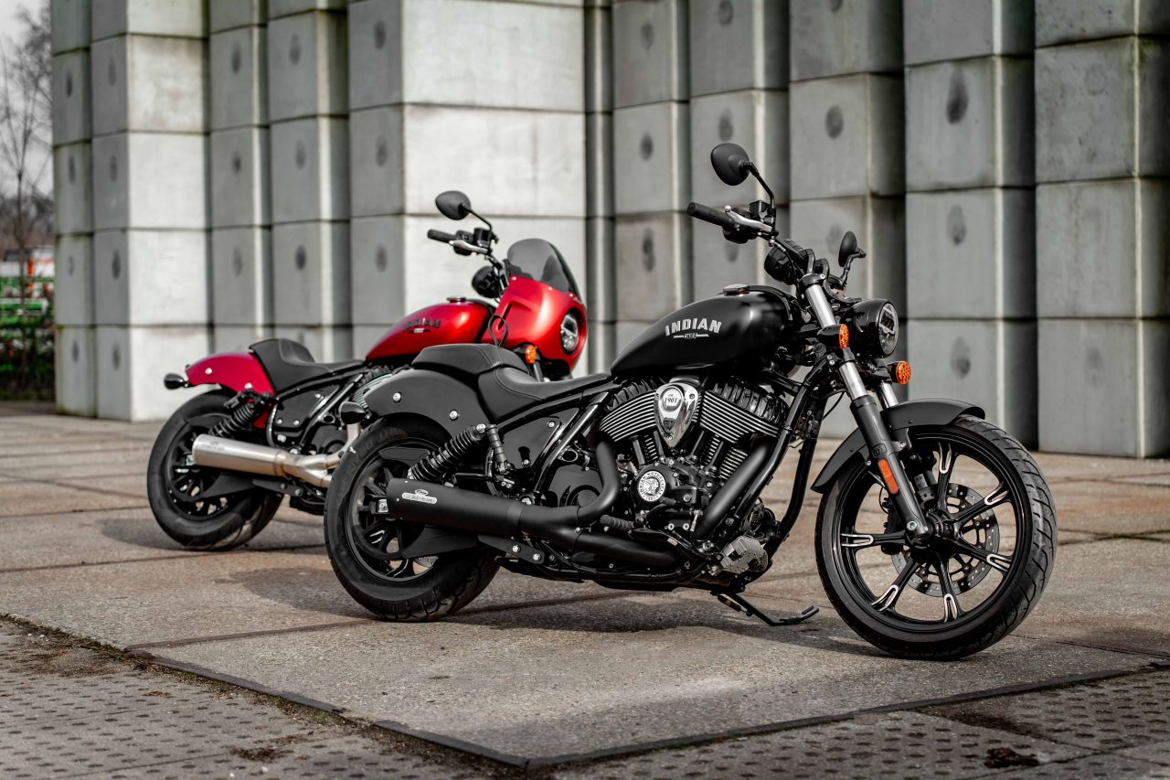 A pair of Indian motorcycles.