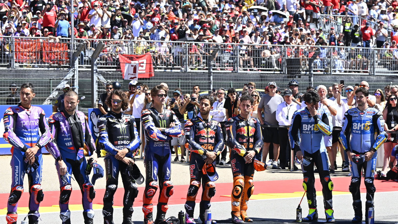 MotoGP rider on the grid in Aragon. Credit: Gold and Goose.