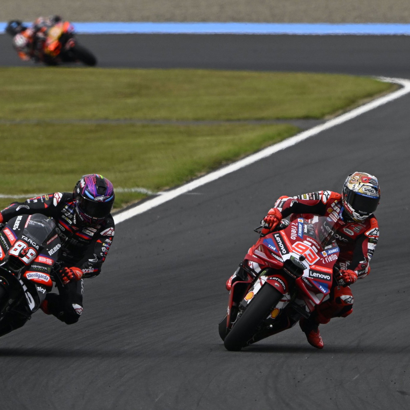 Marc Marquez overtaking Jorge Martin. Credit: Gold and Goose.