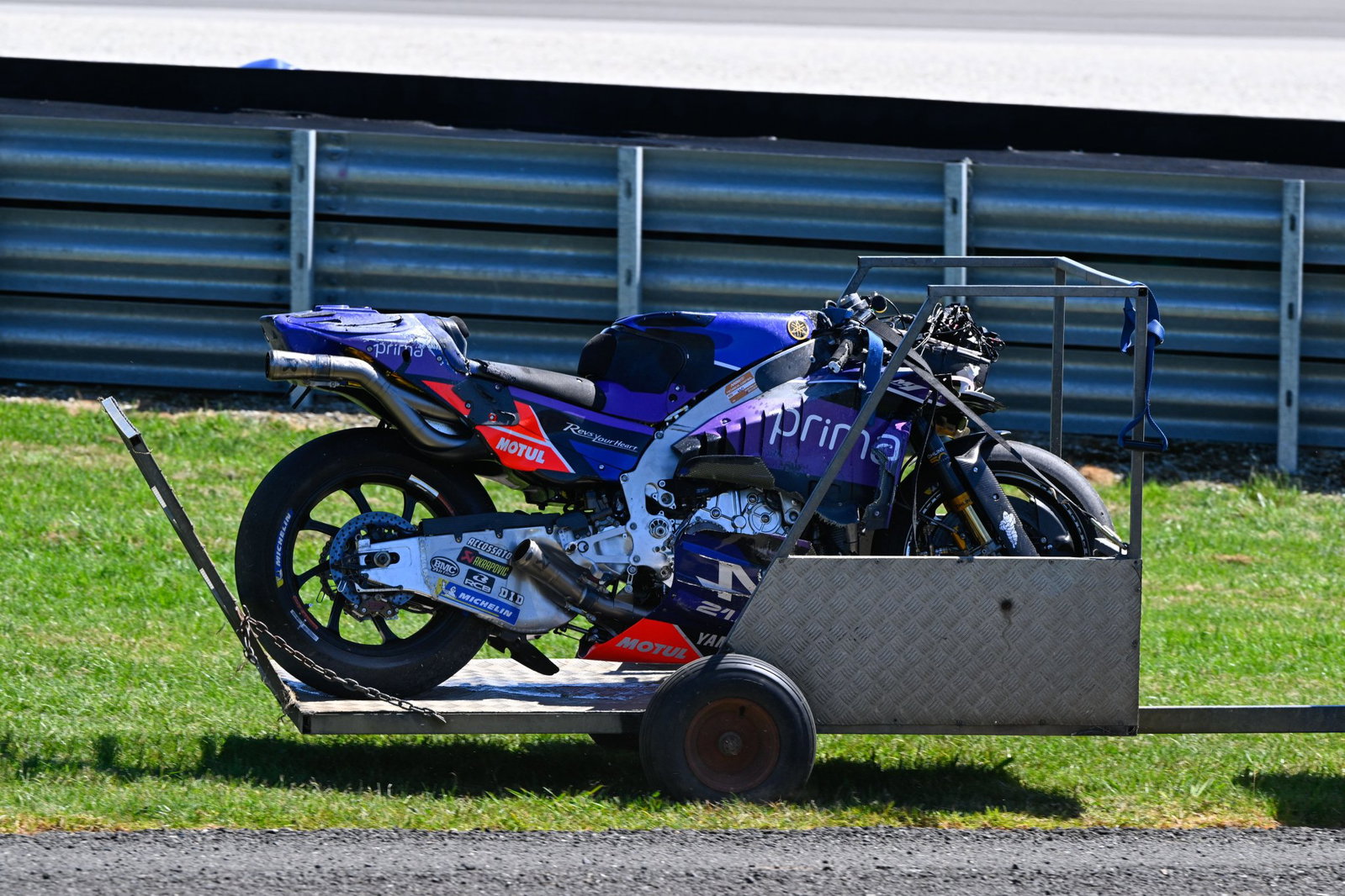 Jack Miller's damaged Yamaha M1. Credit: Gold and Goose.
