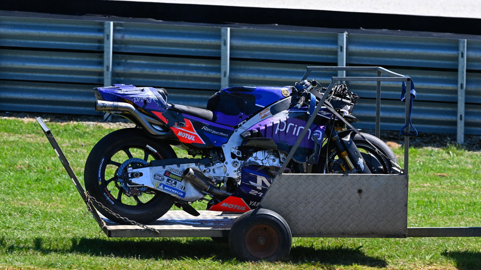 Jack Miller's damaged Yamaha M1. Credit: Gold and Goose.