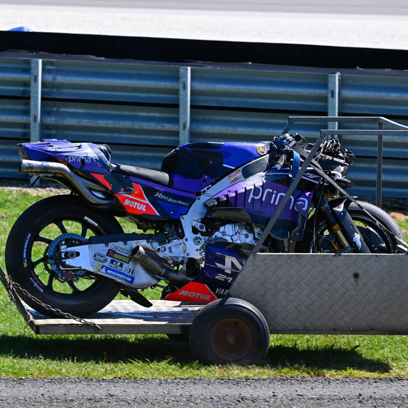 Jack Miller's damaged Yamaha M1. Credit: Gold and Goose.
